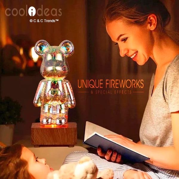 3D Creative Fireworks Effect USB Bear Table Light 5