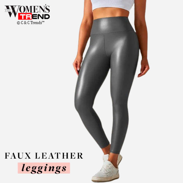 Elastic Slim Skinny Synthetic Leather Leggings 10