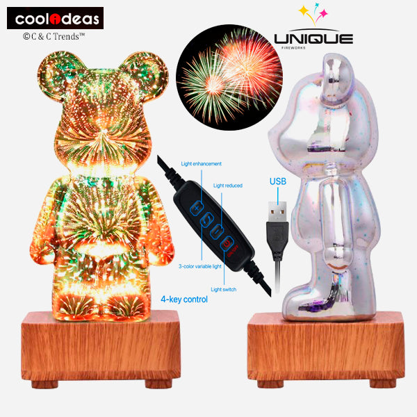 3D Creative Fireworks Effect USB Bear Table Light 2