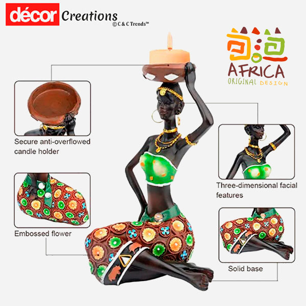 African Style Resin Candle Holder Sculptures 11