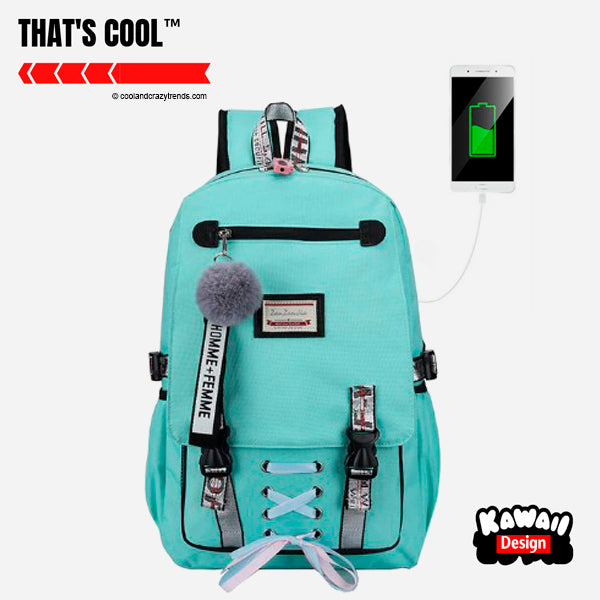 Anti-theft USB Kawaii Teenager Backpack 3a