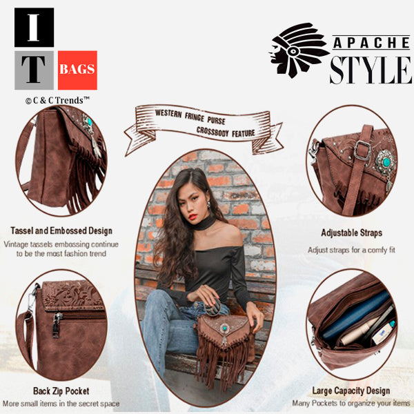 Apache Style Rivet Fringe Handbag 8