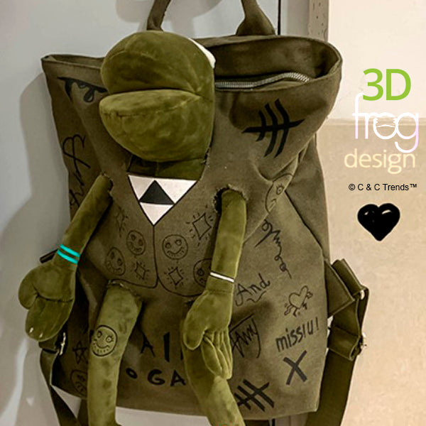 Casual 3D Frog Design Backpack 5