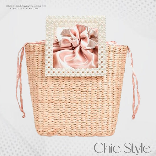Cool Pearl-embellished Straw Handbag 11