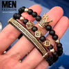 Crown Style Black Natural Stone Beads Bracelets (3Pcs) 9