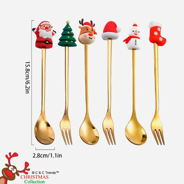 Golden Cute Christmas Decorations Cutlery Set 7