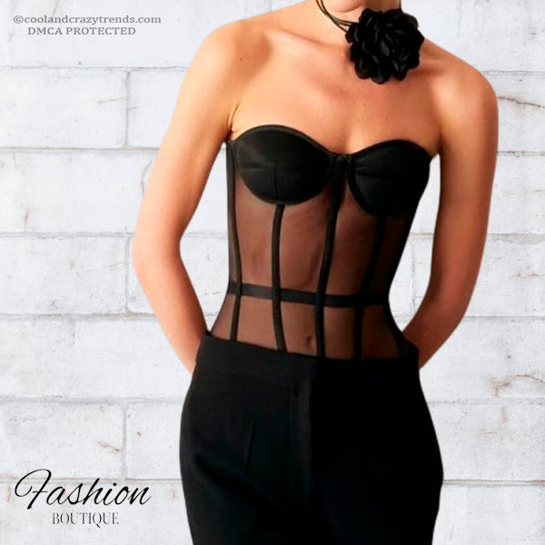 Lace-Up Slim Fit Corset Tube Tops 12