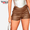 Lace up Side Synthetic Leather Skinny Short 2