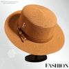 Letter Buckle Flat Top Straw Hat 12