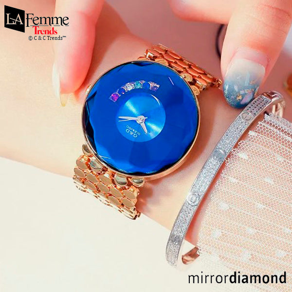 Luxury Crystal Diamond Cut Design Round Women Watch 3