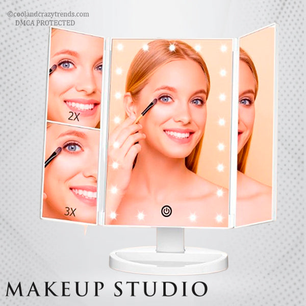 Magnifying Lighted Trifold Makeup Mirror 15