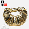 Metallic Pleated Circular Party Purse Clutches 4