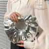 Metallic Pleated Circular Party Purse Clutches 7