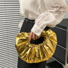 Metallic Pleated Circular Party Purse Clutches 8