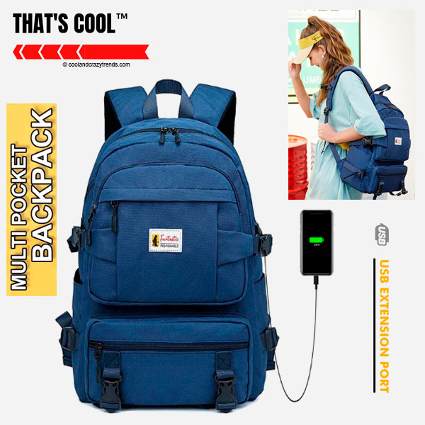 New Waterproof Multi pocket Backpack with External USB port 1a