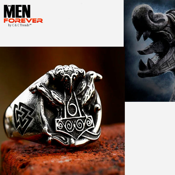 Viking Style Thor's Hammer Ring 10