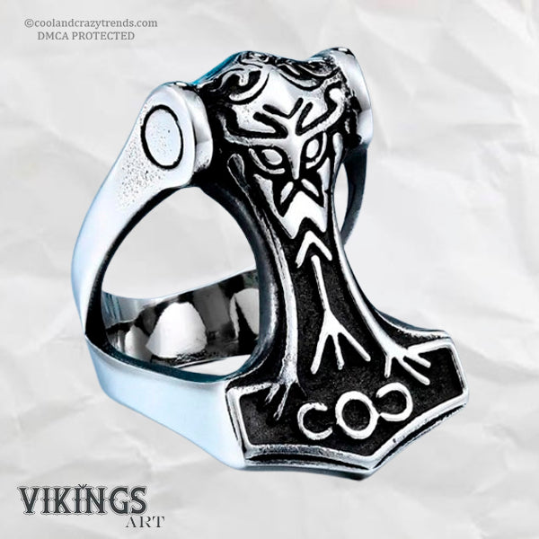 Viking Style Thor's Hammer Ring 14