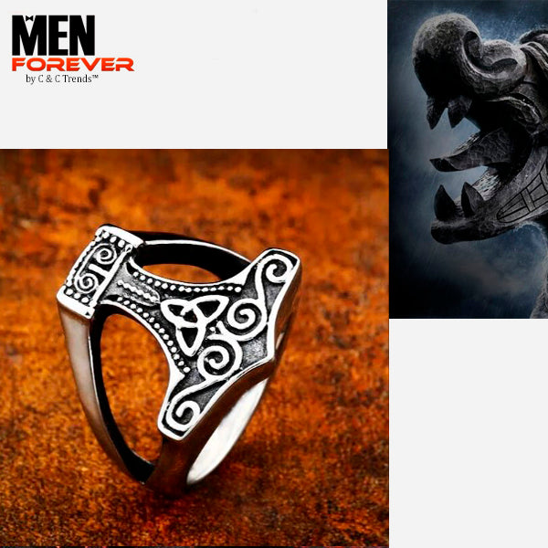 Viking Style Thor's Hammer Ring 9