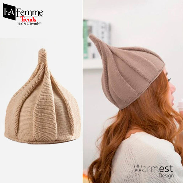 Warm Wool Pointed Twisted Winter Hat 9