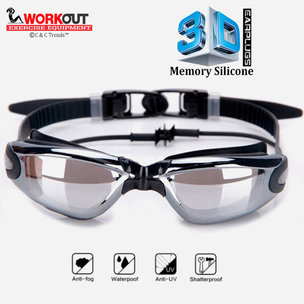 3D Memory Silicone Swim Goggles with Earplugs 1a