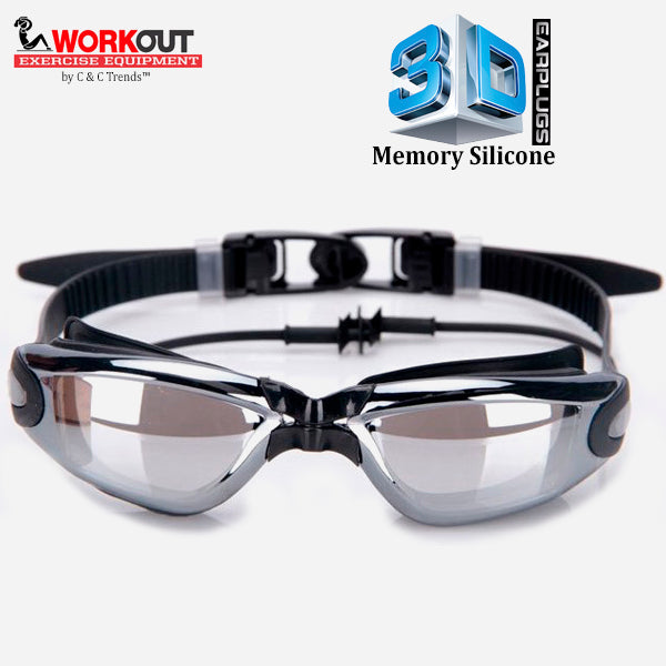 3D Memory Silicone Swim Goggles with Earplugs 3