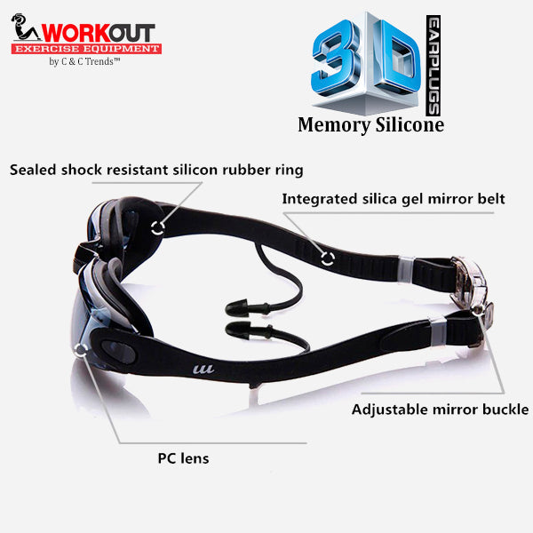 3D Memory Silicone Swim Goggles with Earplugs 7