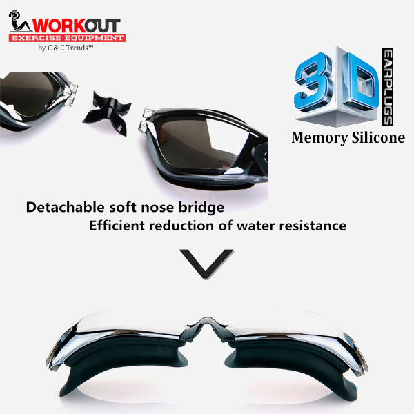 3D Memory Silicone Swim Goggles with Earplugs 8