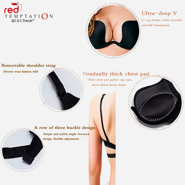 Backless Invisible Push Up Half Cup Bra 5a