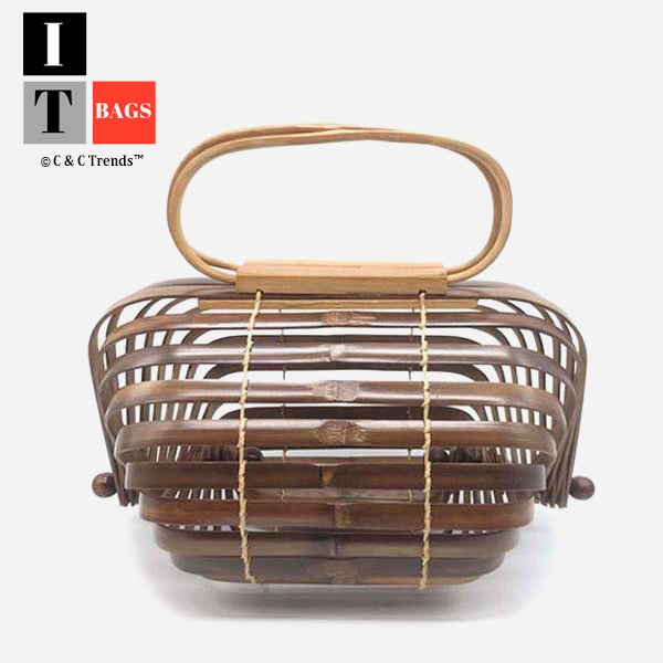 Collapsible Natural Bamboo Vintage Tote 1a