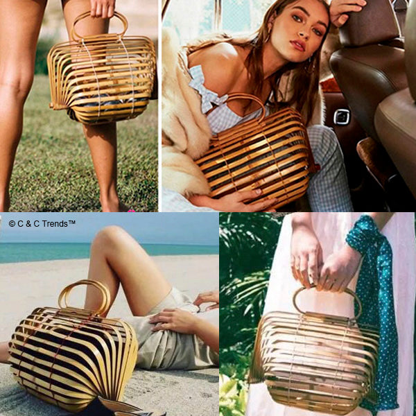Collapsible Natural Bamboo Vintage Tote 8a