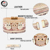 Cool Rhinestone Owl Leather Boho Bracelet 4