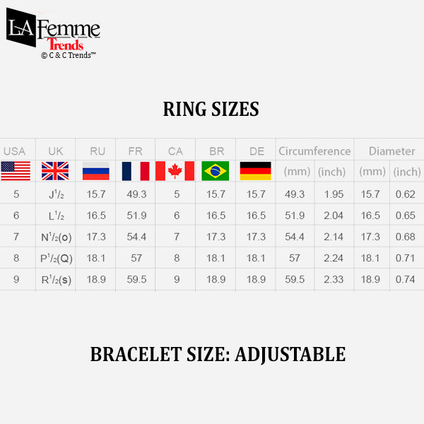 Cool Ring & Adjustable Bracelet Zirconia Set 6a