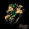 Cool Zircon Flower Black Ring 4a