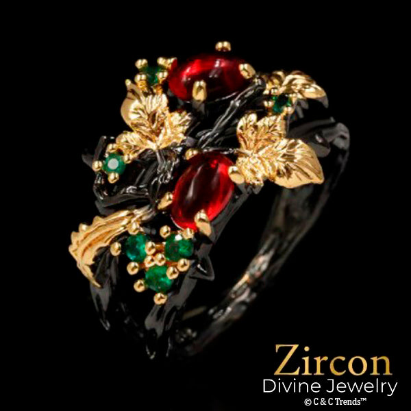 Cool Zircon Flower Black Ring 5a