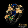 Cool Zircon Flower Black Ring 6a