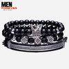 Crown Style Black Natural Stone Beads Bracelets 7a