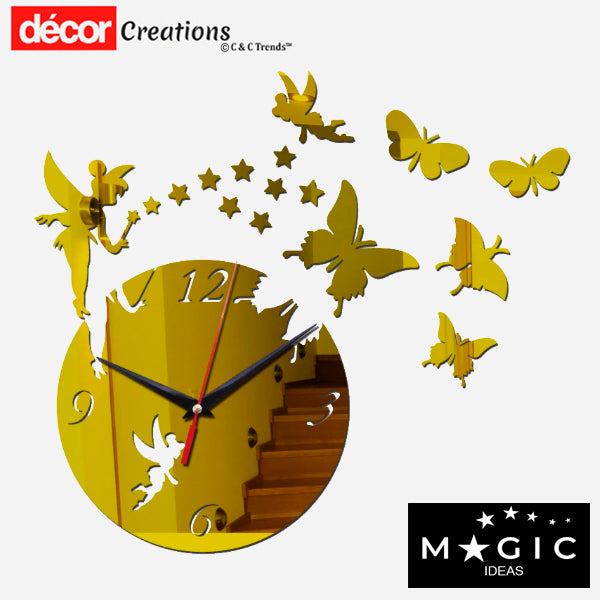 DIY Acrylic Mirror Wall Clock with Magic Fairy Stickers 1