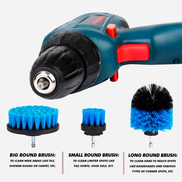 Drill Cleaning Scrub Brush Kit (3 pcs)