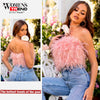 Faux Ostrich Feather Cropped Tube Top 10
