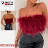 Faux Ostrich Feather Cropped Tube Top 11
