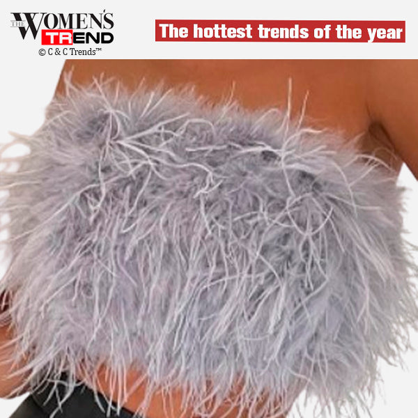 Faux Ostrich Feather Cropped Tube Top 2