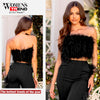Faux Ostrich Feather Cropped Tube Top 9