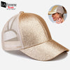 Glitter Ponytail Snapback Caps for Women 7b