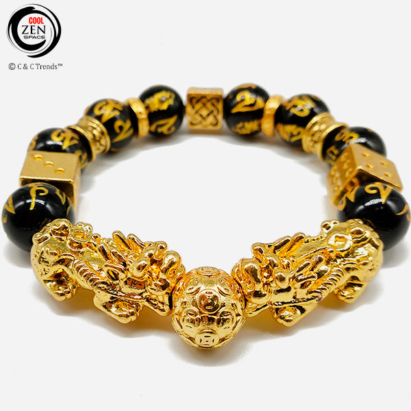 Golden Tibetan Mantras Lucky Energy Bracelet 1a