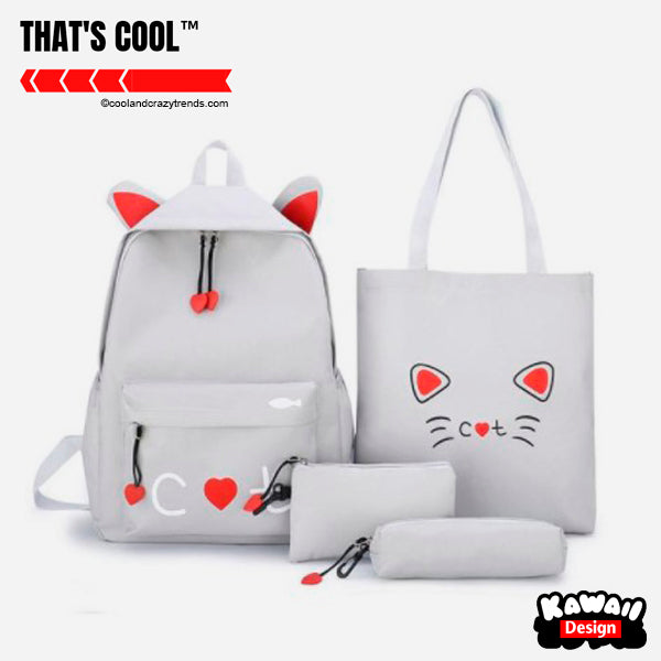 Harajuku Kawaii Cat Backpack Set 2a