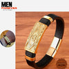 Leather Golden Hook Men Bracelet 2a