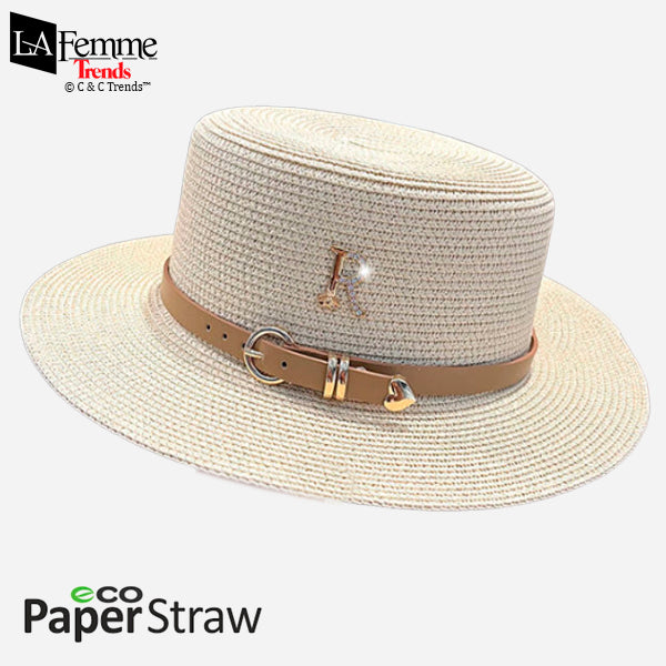 Letter Buckle Flat Top Straw Hat 4