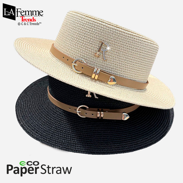 Letter Buckle Flat Top Straw Hat 6