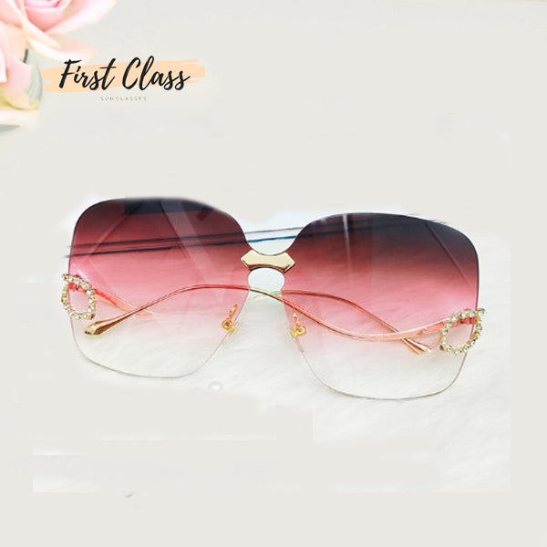 Luxury Rhinestone Square Rimless Sunglasses