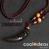 Natural Obsidian Wolf Tooth Talisman Pendant 1a
